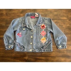 Vintage Sesame Street Girl embroidered Elmo And Zoe Denim Jacket Size 4
